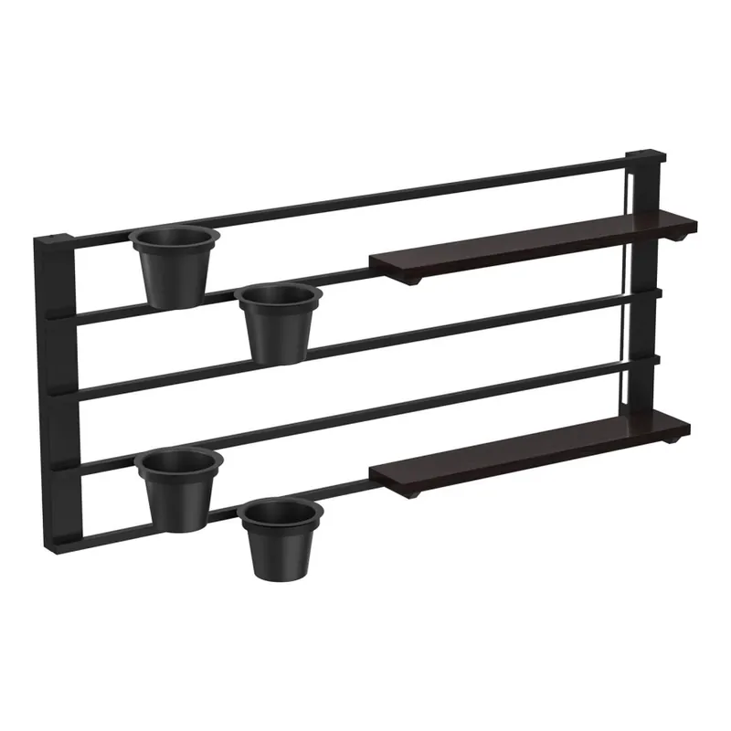 Raft de perete cu ghivece de flori și iluminare LED SHELF 50x118 cm negru Ofertă limitată