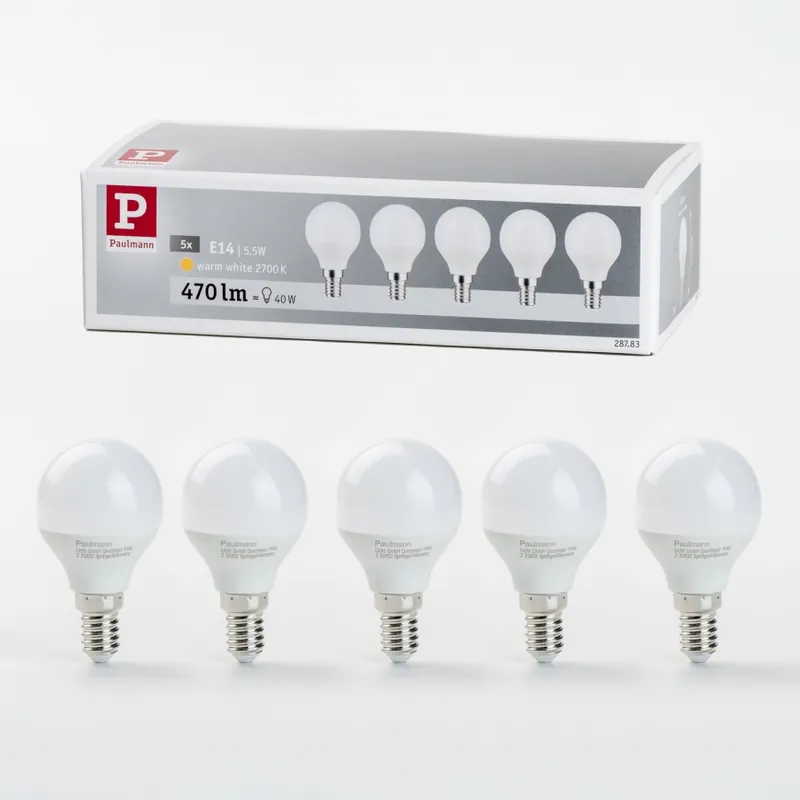 SET 5x bec LED Paulmann 28783 P45 E14/5,5W/230V 2700K Popular