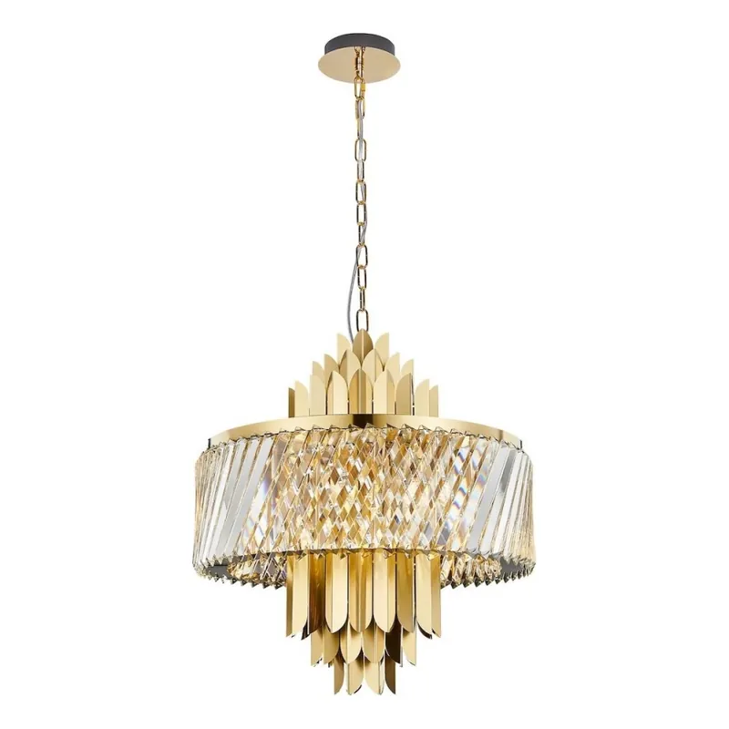 Lustră pe lanț MARGOT 9xE14/40W/230V d. 55 cm auriu Mai ieftin