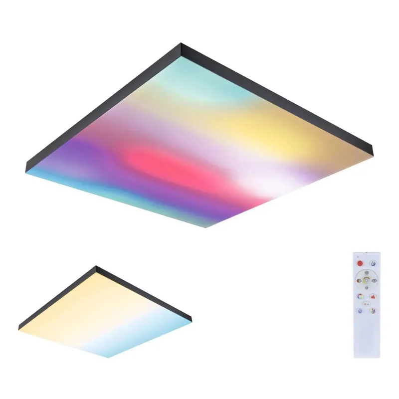 Ofertă de sezon Paulmann 79913 - Plafonieră LORIA LED/31W RGBW dimabilă 230V 3000-6500K 59,5x59,5 cm negru + telecomandă