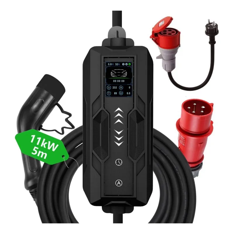 Immax - Stație de încărcare portabilă pentru vehicule electrice, conector Type 2 (AC), 16 A/380 V, 11 kW, cu ștecăr 230 V și cablu 5 m, Wi‑Fi Tuya Ofertă limitată