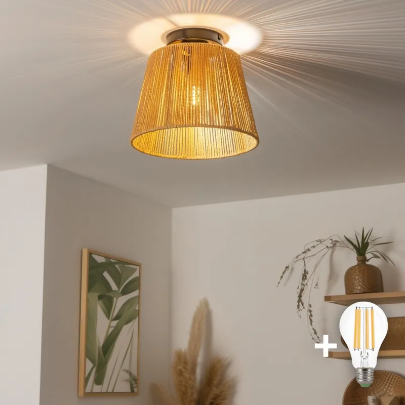 Reducere de preț Brilagi - Plafonieră LED CERIA BOHO 1x E27/40W/230V Ø 28 cm maro