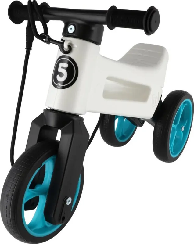 Funny Wheels - Bicicletă fără pedale 2 în 1 RIDER SUPER SPORT alb/negru/albastru Retur ușor