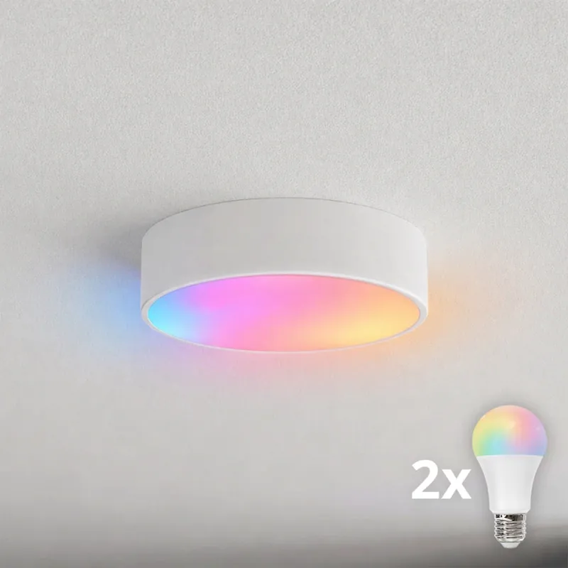 Comandă acum Brilagi - Plafonieră LED RGBW dimabilă CLARE 2xE27/9W/230V 2700-6500K diametru 30 cm Wi-Fi alb