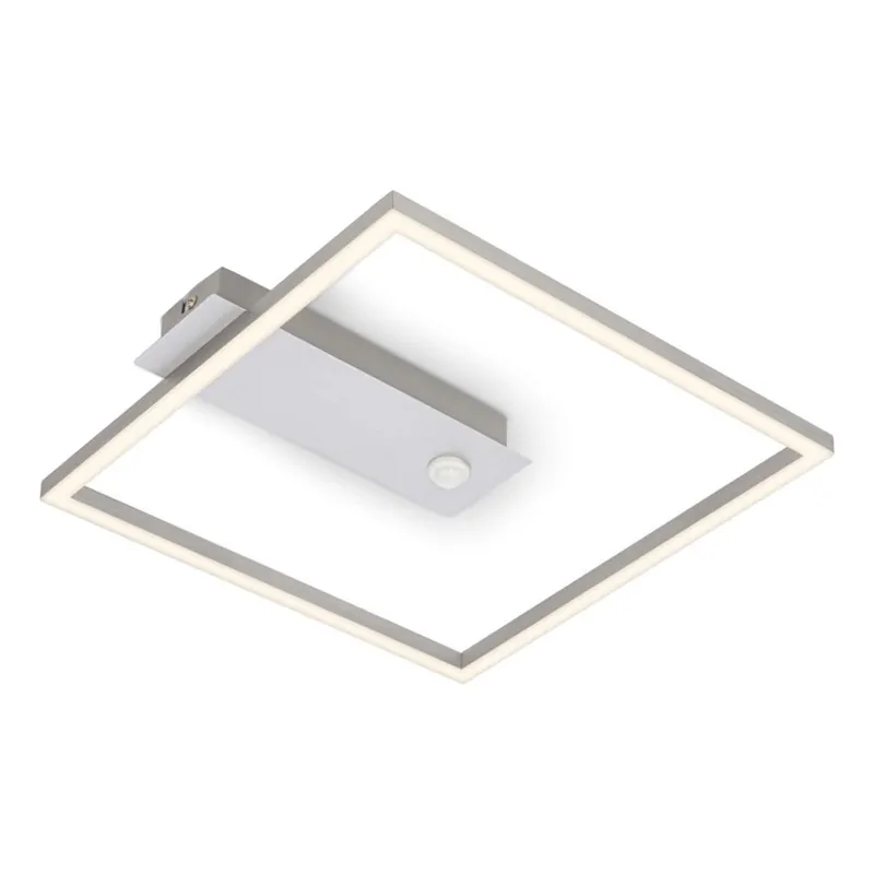 Lichidare de stoc Briloner - Plafonieră LED FRAME cu senzor de mișcare și senzor de amurg, 14W/230V, 3000K, 30x32 cm, crom mat