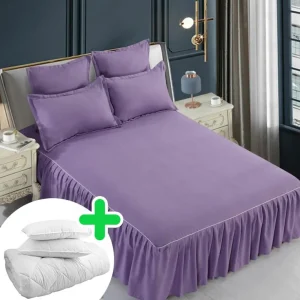 Pachet promo lenjerie de pat bumbac finet gros 6 piese + Pilota + 2 Perne | 4964-J Reducere extra