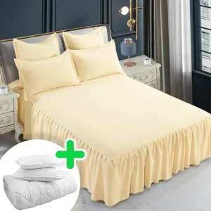 Cel mai bun preț Pachet promo lenjerie de pat bumbac finet gros 6 piese + Pilota + 2 Perne | 4975-J