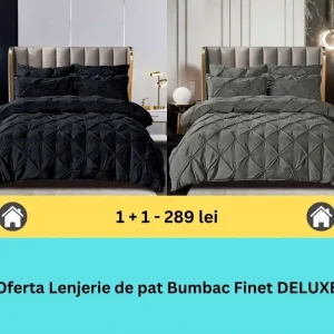 Pachet promo 1 + 1 lenjerie de pat bumbac finet deluxe, 6 piese | 15790 Preț promoțional