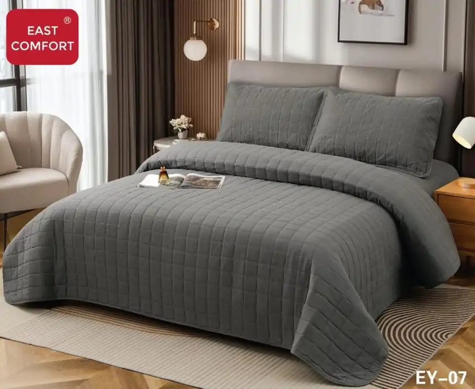 Cuvertura de pat 100% bumbac + husa de pat cu elastic + 2 fete de perna- 4 piese | 16438-CH Preț promoțional