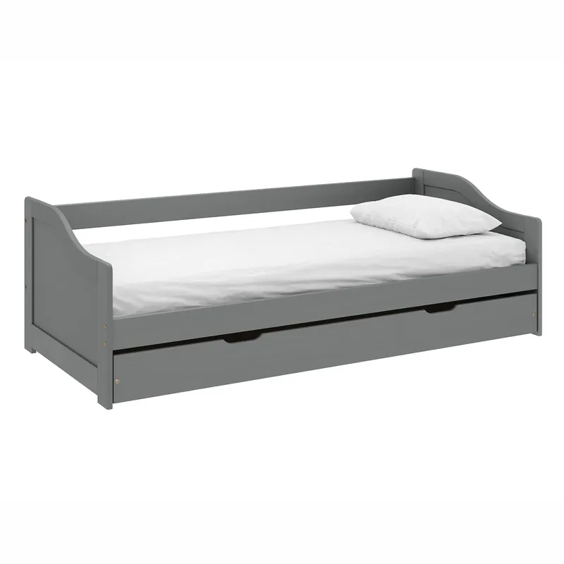 Ofertă specială Pat cu pat suplimentar extensibil, gri, lemn masiv, 90x200, LAURA NEW