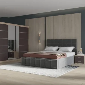 Set dormitor Royal 250, Gri cu Dulap Sonoma/Wenge Retur gratuit