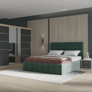 Set dormitor Royal 250, Verde cu Dulap Sonoma/Gri Super ofertă