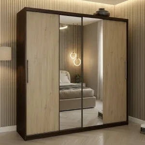 Dulap dressing Londra 2 usi cu oglinda, 200 cm, Wenge/Sonoma Retur gratuit