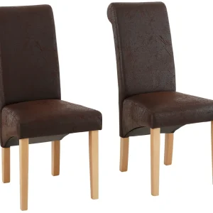 Set 2 scaune Rito maro piele ecologica 48/68/101 cm Retur gratuit