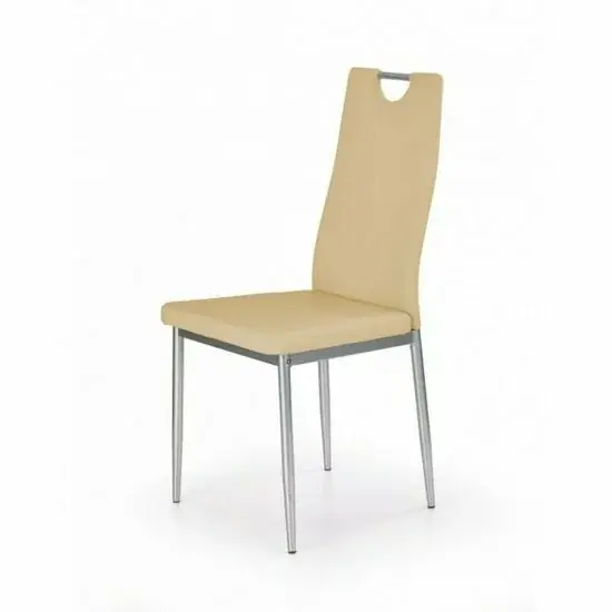 Ieftin Scaun K202, tapițat premium și spătar curbat, material textil, 44x59x97 cm, bej