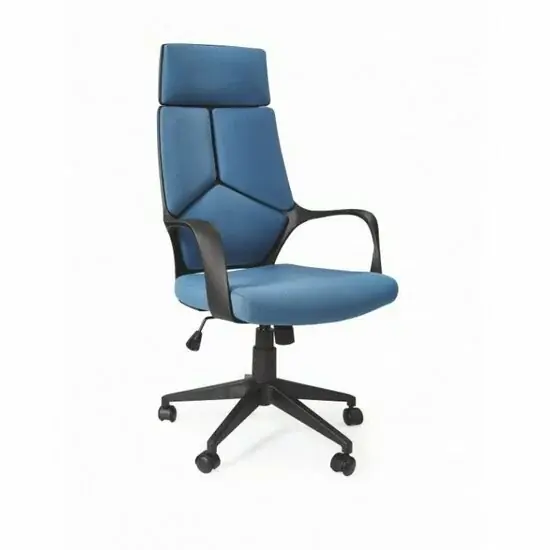 Lichidare de stoc Scaun Voyager, mecanism TILT, stofă rezistentă și piele ecologică, 64x61x115-125 cm, albastru/negru