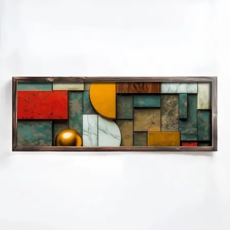 Plată sigură Tablou decorativ abstract MDF/lemn masiv 40x120x3.5 cm, format vertical, multicolor - Verificat A · Re-Bloom