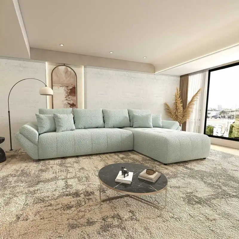 Popular Colțar extensibil dumonde cu ladă de depozitare Berlin XL Jaguar Verde Mint 16 II 350x185 cm