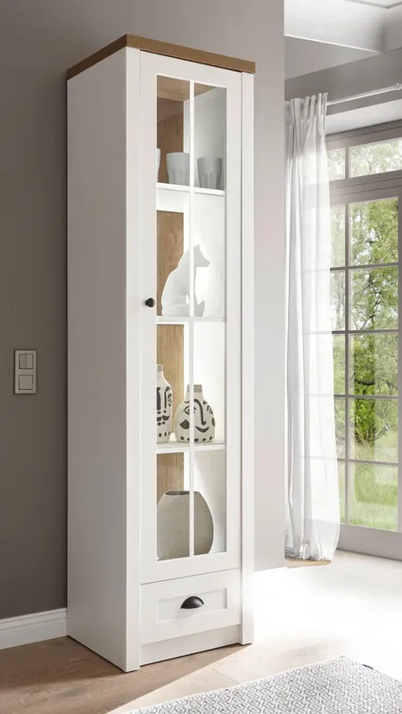 Promoție Vitrina »Beauvais« din MDF alb si stejar, 50 cm latime