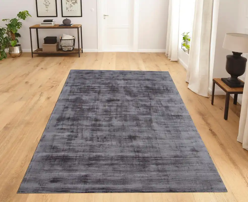 Plată securizată Covor Nuria din viscoză cu aspect de mătase, gri inchis 80x150 cm
