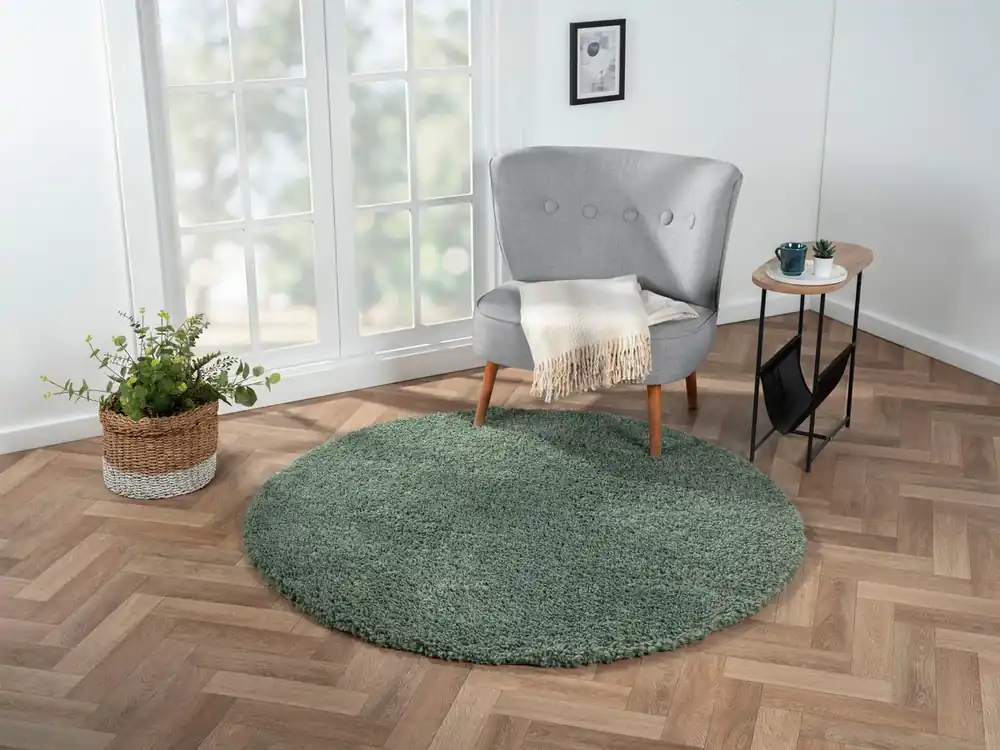 Lichidare de stoc Covor rotund »My Shaggy« foarte pufos, verde, 120 cm diametru