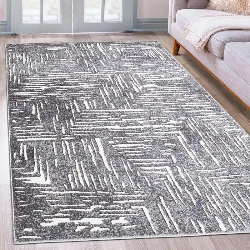 Retur ușor Covor Navid cu model 3D, fire scurte gri, 60x90 cm