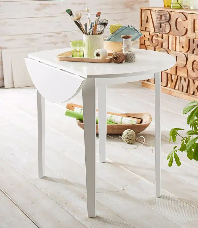 Lichidare de stoc Masă rotundă pliabilă Trend albă 92 cm diametru